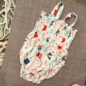 MACARON Red and Blue Patterned Kids Bodysuit